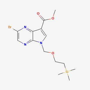 molecular formula C14H20BrN3O3Si B13982583 2-Bromo-5-(2-trimethylsilanyl-ethoxymethyl)-5H-pyrrolo[2,3-b]pyrazine-7-carboxylic acid methyl ester 