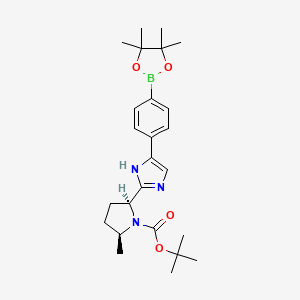 molecular formula C25H36BN3O4 B13982624 tert-butyl (2S,5S)-2-methyl-5-[5-[4-(4,4,5,5-tetramethyl-1,3,2-dioxaborolan-2-yl)phenyl]-1H-imidazol-2-yl]pyrrolidine-1-carboxylate 