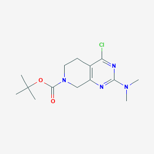 molecular formula C14H21ClN4O2 B13982729 Tert-butyl 4-chloro-2-(dimethylamino)-5,8-dihydropyrido[3,4-D]pyrimidine-7(6H)-carboxylate 