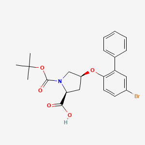 molecular formula C22H24BrNO5 B1398278 (2S,4S)-4-[(5-Bromo[1,1'-biphenyl]-2-yl)oxy]-1-(tert-butoxycarbonyl)-2-pyrrolidinecarboxylic acid CAS No. 1354487-39-0