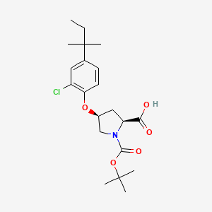 molecular formula C21H30ClNO5 B1398280 (2S,4S)-1-(tert-Butoxycarbonyl)-4-[2-chloro-4-(tert-pentyl)phenoxy]-2-pyrrolidinecarboxylic acid CAS No. 1354485-82-7