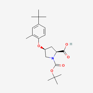 molecular formula C21H31NO5 B1398290 (2S,4S)-1-(tert-Butoxycarbonyl)-4-[4-(tert-butyl)-2-methylphenoxy]-2-pyrrolidinecarboxylic acid CAS No. 1354486-57-9