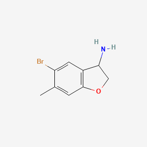 molecular formula C9H10BrNO B13982906 5-Bromo-6-methyl-2,3-dihydrobenzofuran-3-amine 