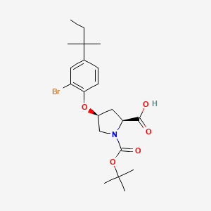 molecular formula C21H30BrNO5 B1398291 (2S,4S)-4-[2-Bromo-4-(tert-pentyl)phenoxy]-1-(tert-butoxycarbonyl)-2-pyrrolidinecarboxylic acid CAS No. 1354484-72-2
