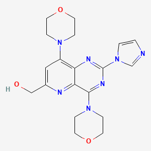 molecular formula C19H23N7O3 B13982950 [2-(1H-Imidazol-1-yl)-4,8-dimorpholin-4-ylpyrido[3,2-d]pyrimidin-6-yl]methanol 