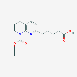 molecular formula C18H26N2O4 B13983008 5-(8-(Tert-butoxycarbonyl)-5,6,7,8-tetrahydro-1,8-naphthyridin-2-YL)pentanoic acid 