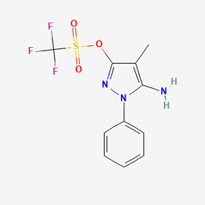 molecular formula C11H10F3N3O3S B13983024 5-amino-4-methyl-1-phenyl-1H-pyrazol-3-yl trifluoromethanesulfonate 