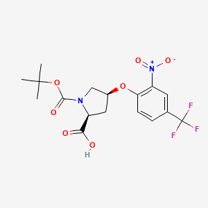 molecular formula C17H19F3N2O7 B1398304 (2S,4S)-1-(tert-Butoxycarbonyl)-4-(2-nitro-4-(trifluoromethyl)phenoxy)pyrrolidine-2-carboxylic acid CAS No. 1354484-53-9