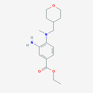 molecular formula C16H24N2O3 B1398312 Ethyl 3-amino-4-[methyl(tetrahydro-2H-pyran-4-ylmethyl)amino]benzoate CAS No. 1219967-51-7