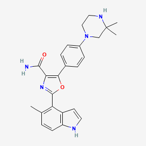 molecular formula C25H27N5O2 B13983164 5-[4-(3,3-Dimethyl-1-piperazinyl)phenyl]-2-(5-methyl-1H-indol-4-yl)-4-oxazolecarboxamide 