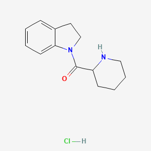 molecular formula C14H19ClN2O B1398321 2,3-Dihydro-1H-indol-1-yl(2-piperidinyl)methanone hydrochloride CAS No. 1236256-84-0