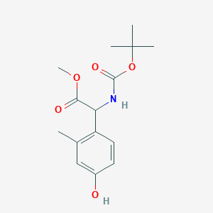 molecular formula C15H21NO5 B13983256 Tert-butoxycarbonylamino-(4-hydroxy-2-methylphenyl)acetic acid methyl ester 