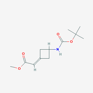 molecular formula C12H19NO4 B13983484 (3-tert-Butoxycarbonylamino-cyclobutylidene)-acetic acid methyl ester CAS No. 154748-64-8