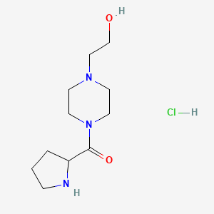 molecular formula C11H22ClN3O2 B1398356 [4-(2-Hydroxyethyl)-1-piperazinyl](2-pyrrolidinyl) methanone hydrochloride CAS No. 1236260-66-4