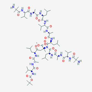 molecular formula C74H133N15O18 B139836 N-tert-Butyloxycarbonyl-valyl-alanyl-leucyl-aminoisobutyryl-valyl-alanyl-leucyl(valyl-alanyl-leucyl-aminoisobutyryl)(2) methyl ester CAS No. 130378-94-8