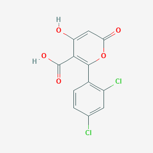molecular formula C12H6Cl2O5 B13983704 2-(2,4-Dichlorophenyl)-6-hydroxy-4-oxo-4h-pyran-3-carboxylic acid CAS No. 16801-05-1