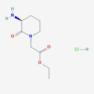 molecular formula C9H17ClN2O3 B1398371 (S)-Ethyl 2-(3-amino-2-oxopiperidin-1-yl)acetate hydrochloride CAS No. 937057-79-9