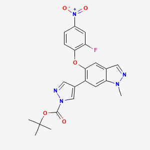 molecular formula C22H20FN5O5 B13983724 tert-Butyl 4-(5-(2-fluoro-4-nitrophenoxy)-1-methyl-1H-indazol-6-yl)-1H-pyrazole-1-carboxylate 