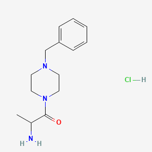 molecular formula C14H22ClN3O B1398376 2-Amino-1-(4-benzyl-1-piperazinyl)-1-propanone hydrochloride CAS No. 1236265-35-2