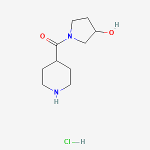 molecular formula C10H19ClN2O2 B1398377 (3-Hydroxy-1-pyrrolidinyl)(4-piperidinyl)-methanone hydrochloride CAS No. 1220039-08-6