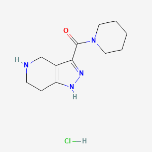 molecular formula C12H19ClN4O B1398379 Piperidin-1-yl(4,5,6,7-tetrahydro-1H-pyrazolo[4,3-c]pyridin-3-yl)methanone hydrochloride CAS No. 1220039-26-8