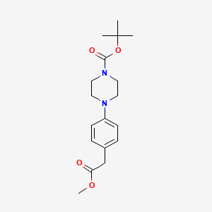 molecular formula C18H26N2O4 B13983885 Methyl 2-(4-{4-[(t-butyl)oxycarbonyl]piperazinyl}phenyl)acetate 