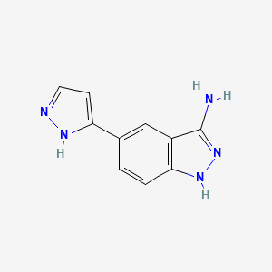 molecular formula C10H9N5 B13983901 5-(1H-pyrazol-3-yl)-1H-indazol-3-amine 