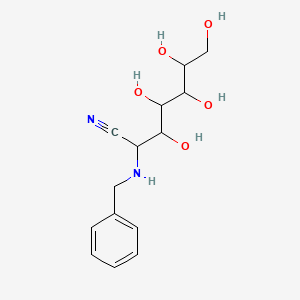 molecular formula C14H20N2O5 B13983922 2-(Benzylamino)-3,4,5,6,7-pentahydroxyheptanenitrile CAS No. 17768-63-7