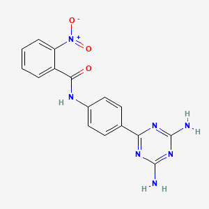 molecular formula C16H13N7O3 B13983939 n-[4-(4,6-Diamino-1,3,5-triazin-2-yl)phenyl]-2-nitrobenzamide CAS No. 35107-22-3