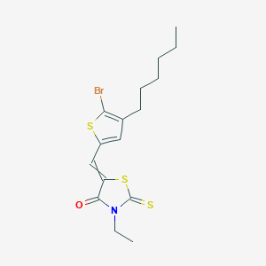 molecular formula C16H20BrNOS3 B13983949 5-[(5-Bromo-4-hexylthiophen-2-yl)methylidene]-3-ethyl-2-sulfanylidene-1,3-thiazolidin-4-one 
