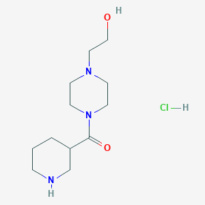 molecular formula C12H24ClN3O2 B1398407 [4-(2-Hydroxyethyl)-1-piperazinyl](3-piperidinyl)-methanone hydrochloride CAS No. 1220039-07-5