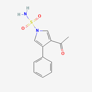 molecular formula C12H12N2O3S B13984107 3-Acetyl-4-phenyl-1H-pyrrole-1-sulfonamide 