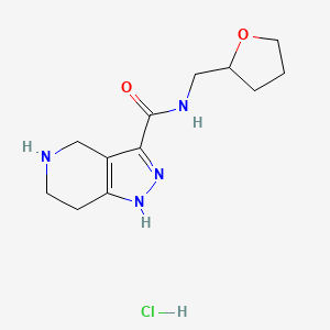 molecular formula C12H19ClN4O2 B1398420 N-((Tetrahydrofuran-2-yl)methyl)-4,5,6,7-tetrahydro-1H-pyrazolo[4,3-c]pyridine-3-carboxamide hydrochloride CAS No. 1219957-72-8