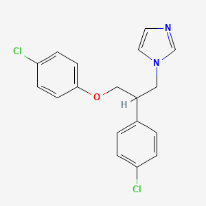 molecular formula C18H16Cl2N2O B13984299 1-[3-(4-Chlorophenoxy)-2-(4-chlorophenyl)propyl]imidazole CAS No. 64009-76-3