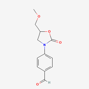 molecular formula C12H13NO4 B13984347 Benzaldehyde, 4-[5-(methoxymethyl)-2-oxo-3-oxazolidinyl]- 