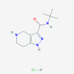 molecular formula C11H19ClN4O B1398449 N-(tert-Butyl)-4,5,6,7-tetrahydro-1H-pyrazolo-[4,3-c]pyridine-3-carboxamide hydrochloride CAS No. 1220027-65-5