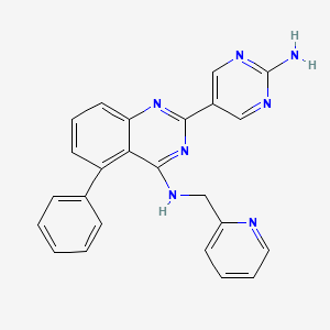 molecular formula C24H19N7 B13984591 2-(2-aminopyrimidin-5-yl)-5-phenyl-N-(pyridin-2-ylmethyl)quinazolin-4-amine 