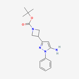molecular formula C17H22N4O2 B13984640 Tert-butyl 3-(5-amino-1-phenyl-1H-pyrazol-3-YL)azetidine-1-carboxylate 
