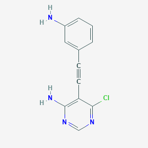 molecular formula C12H9ClN4 B13984677 5-((3-Aminophenyl)ethynyl)-6-chloropyrimidin-4-amine 