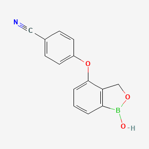 molecular formula C14H10BNO3 B13984723 4-((1-Hydroxy-1,3-dihydrobenzo[c][1,2]oxaborol-4-yl)oxy)benzonitrile 