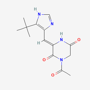 molecular formula C14H18N4O3 B1398474 (3Z)-1-acetyl-3-[(5-tert-butyl-1H-imidazol-4-yl)methylidene]piperazine-2,5-dione CAS No. 714273-84-4