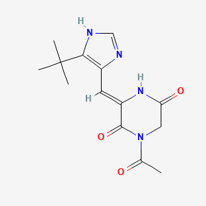 molecular formula C14H18N4O3 B1398474 (Z)-1-acetyl-3-((5-(tert-butyl)-1H-imidazol-4-yl)methylene)piperazine-2,5-dione CAS No. 714273-84-4