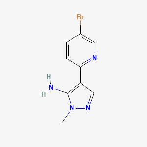 molecular formula C9H9BrN4 B13984742 4-(5-Bromopyridin-2-YL)-1-methyl-1H-pyrazol-5-amine 