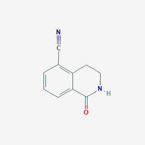 molecular formula C10H8N2O B13984759 1,2,3,4-Tetrahydro-1-oxo-5-isoquinolinecarbonitrile 
