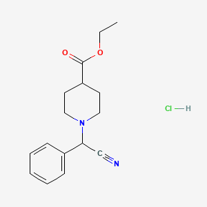 molecular formula C16H21ClN2O2 B1398481 Ethyl 1-[cyano(phenyl)methyl]piperidine-4-carboxylate hydrochloride CAS No. 1208081-08-6
