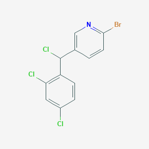 molecular formula C12H7BrCl3N B13984811 2-Bromo-5-[chloro(2,4-dichlorophenyl)methyl]pyridine CAS No. 920032-85-5