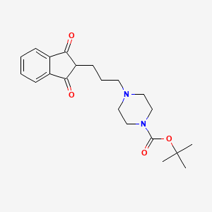 molecular formula C21H28N2O4 B1398483 4-[3-(1,3-二氧代-茚满-2-基)-丙基]-哌嗪-1-羧酸叔丁酯 CAS No. 1299607-53-6