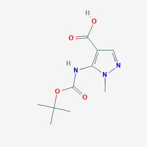 molecular formula C10H15N3O4 B1398485 5-(叔丁氧羰基氨基)-1-甲基-1H-吡唑-4-羧酸 CAS No. 916850-80-1
