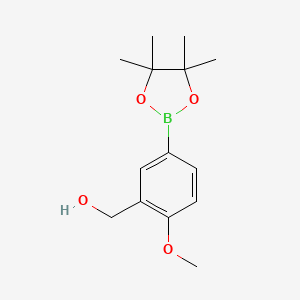 molecular formula C14H21BO4 B1398496 2-Methoxy-5-(4,4,5,5-tetramethyl-1,3,2-dioxaborolan-2-yl)benzenemethanol CAS No. 1009303-77-8