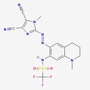 molecular formula C17H15F3N8O2S B1398499 N-(6-((4,5-Dicyano-1-methyl-1H-imidazol-2-yl)diazenyl)-1-methyl-1,2,3,4-tetrahydroquinolin-7-yl)-1,1,1-trifluoromethanesulfonamide CAS No. 848080-39-7